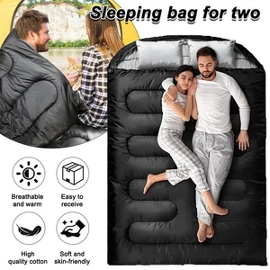 Waterproof Double Sleeping Bag Outdoor Camping People 4 Season Carry Bags Zip UK - Picture 1 of 11