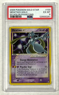 Mewtwo Holo Gold Star PSA 6 EX-MT 2006 Pokemon EX Holon Phantoms #103/110 - Imagem 1 de 2