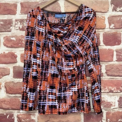 Женская повседневная рубашка Simply Vera Wang Top средний размер многоцветная клетчатая абстрактная - Изображение 1 из 4