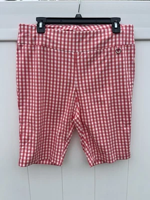 Pantalones Cortos Rafaella Comfort Rosa Blanco Cuadros Guinga Elastizados Pull On Talla 12 Foto 1 de 4