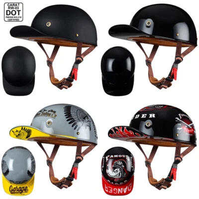 DOT Retro Baseball Cap Motorcycle Half Helmet Open Scooter Motorcycle Helmet - Image 1 of 4