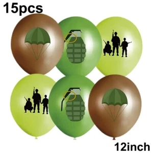 15pk Army Latex Balloons 12" Grenade Soldiers Boys Military Party Decorations (A - Picture 1 of 2