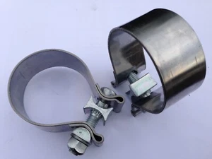 MG ZT 260 V8 & Rover 75 V8 Rear exhaust original type stainless clamp set - Picture 1 of 8