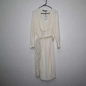 Zara women's dress sz Large belted oversize ecru chain belt REF. 2298/062 nwt - Picture 1 of 10