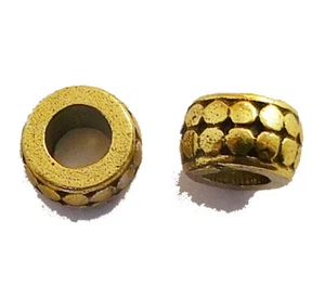12 PCS 9X5MM COPPER BIG HOLE BALI BEAD ANTIQUE GOLD PLATED 373 HKJ-287 - Picture 1 of 3