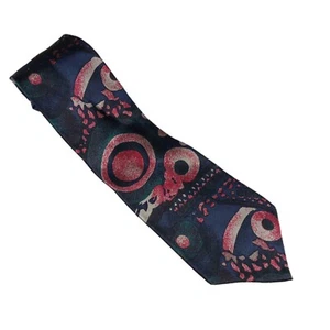 Oscar De La Renta Men's Classic Width Tie Navy Multi Abstract Print 100% Silk - Picture 1 of 7