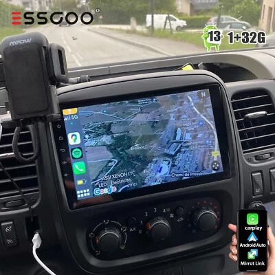 9" Carplay Autoradio Android 14 GPS NAVI RDS BT Für Opel Vivaro B Renault Trafic