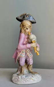 ANTIQUE GERMAN PORCELAIN MONKEY BAND FIGURINE AFTER MEISSEN - Picture 1 of 8