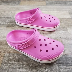 Crocs Court Clogs Junior Sz 5 J5 Slip On Sandals Shoes Pink - Picture 1 of 11