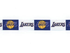 LOS ANGELES LAKERS 7/8" GROSGRAIN RIBBON 1,3,5,10 YARDS BASKETBALL SHIP FROM USA - Picture 1 of 1