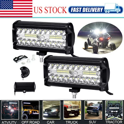 2x 6Inch 30000LM LED Work Light Bar Flood Spot Pod Offroad Fog Driving ATV Truck - Image 1 of 4