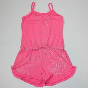 Justice Girl's Pink with Silver Zebra Print Sleepwear Romper in size 6-7 - Picture 1 of 3