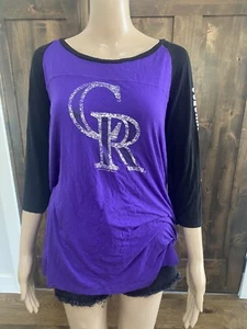 MLB "New Era" Colorado Rockies Women's 3/4 Sleeve Shirt Size Large- 019 - Picture 1 of 9