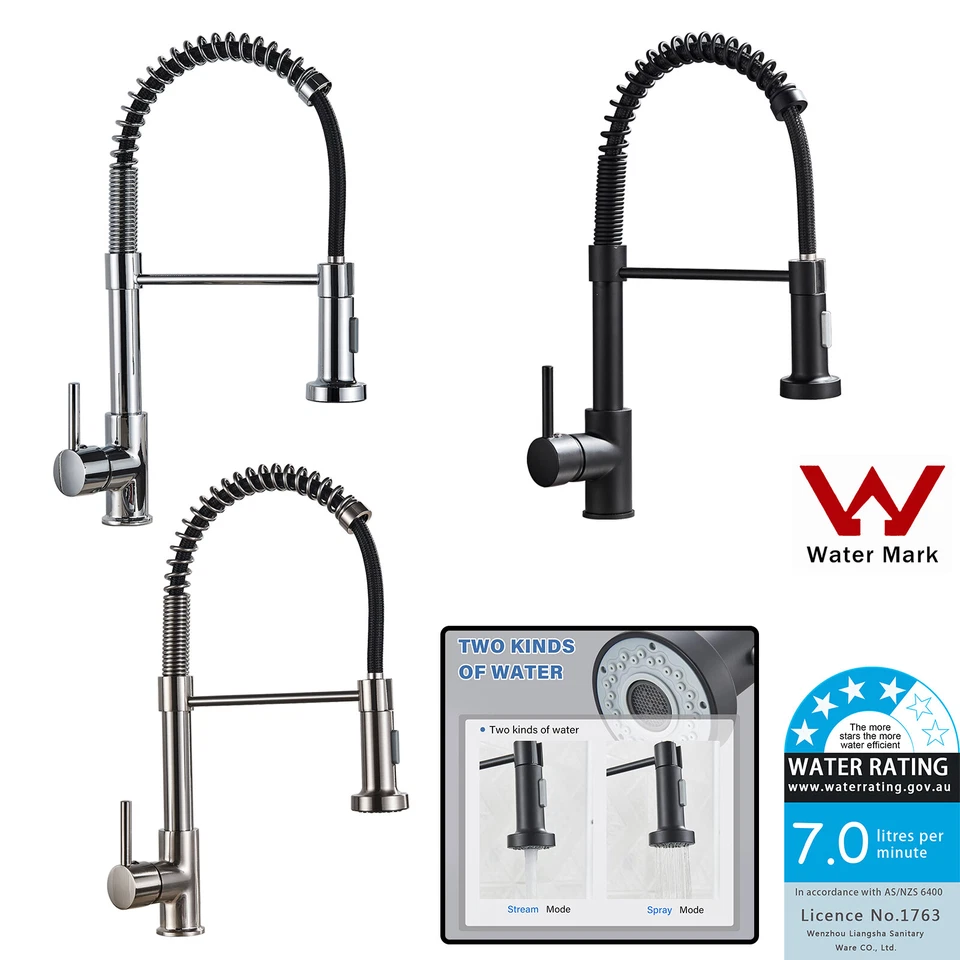 WELS Kitchen Mixer Tap 2Mode 360°Swivel Pull Out Sink Faucet Chrome/Black/Nickel - image 1 of 1