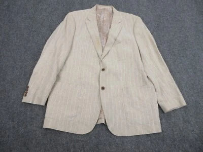 Alan Flusser 夹克男式特大号米色条纹西装外套休闲学院风 — 第 1/4 张图片