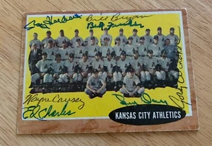 Kansas City Athletics Signed 1962 Topps Team baseball card 384 With 7 Autographs - Picture 1 of 2