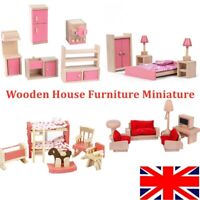 Wooden Simulation Toys Set Miniature House Furniture for Kids Pretend Play UK