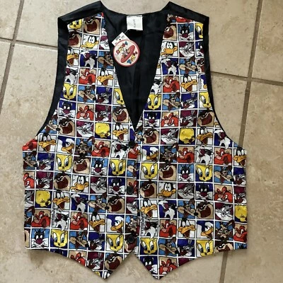 Vintage Looney Tunes 1993 All Over Print Characters Button Up Vest  - Image 1 of 4