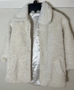 Tip Top USA 4T Mädchen Off White Kunstfell Mantel Taschen Vintage gefüttert - Bild 1 von 9