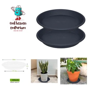 Plant Saucer Pot Tray 22 inch, Extra Large 2 Packs 21 inch Plastic Flower Pla... - Picture 1 of 9