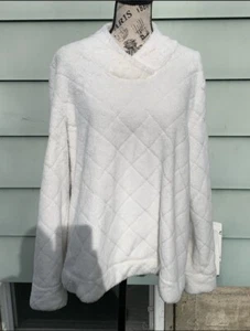 Talbots XL soft white mock neck Quilted patterned soft warm Faux Fur sweater  - Picture 1 of 8