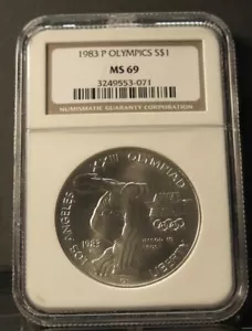 1983-P Los Angeles Olympics Commemorative Silver Dollar NGC MS-69 - Picture 1 of 1