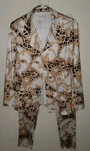 Shein 2-teiliges entzückendes Gepard/Ketten offener Blazer Jacke & Leggings Set Medium - Bild 1 von 20