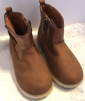 Stride Rite Bebé Niñas Cobre Brillante Marrón Hecho por el Hombre Cremallera Botines Zapatos 8M Usados en Excelente Condición Foto 1 de 4
