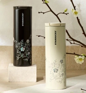 Starbucks Korea 2024 SS Official Korea MD Black Cream Tumbler Set 473ml - Picture 1 of 4