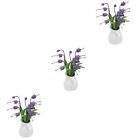  3 Pack Mini-Simulationsblume Lila Verzierungen Botanisches Dekor Blumendekor