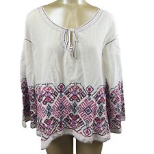 womens chelsea & violet pink blue embroidered white flared sleeve oversized