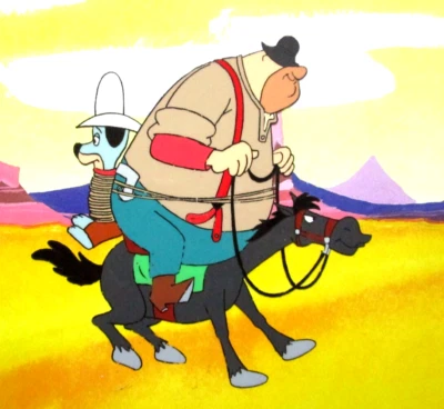 1988 HUCKLEBERRY HOUND PRODUCCIÓN ORIGINAL DIBUJO Y CEL vaquero caballo sombrero Foto 1 de 4