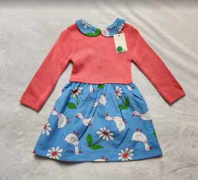 Nuevo 12-18M Mini Boden Bebé Azul Pato Margarita Suéter Peter Pan Cuello Vestido 12-18 Foto 1 de 4