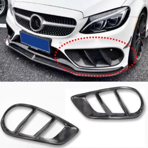 Carbon Fiber Front Bumper Grill Fog lamp frame For 2015-2018 MB W205 C250 C43 - Picture 1 of 4
