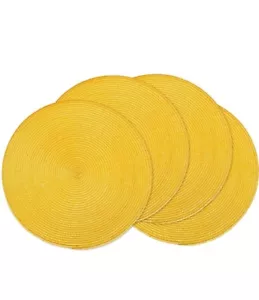 Round Braided Placemats 4 Pc Yellow 15” Heat Resistant - Picture 1 of 1
