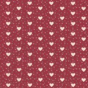 Textiles français Baumwolle Stoff | Die Liebesherzen Cremeweiß, mittelgrau & Rot - Picture 1 of 2