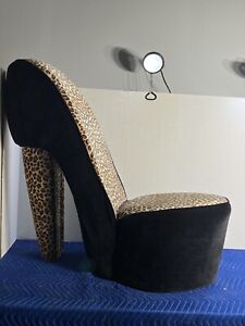 Accent Chair Leopard Cheetah Animal Print Stiletto High Heel Shoe Chair