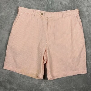 PETER MILLAR Men’s Sz 38 (36) Shorts Seersucker Orange Stripe 100% Cotton FLAWED - Picture 1 of 15