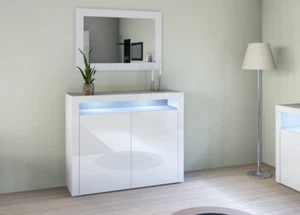 Highboard 107cm Kommode Hochschrank Sideboard Anrichte Weiß Hochglanz SANTA FE - Bild 1 von 16