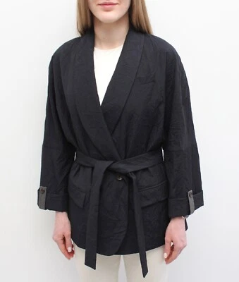 Blazer Chaqueta Para Mujer BRUNELLO CUCINELLI Lana Arrugada Azul Marino RARO 40 S/M PRECIO DE VENTA SUGERIDO POR EL FABRICANTE 2000 $ Foto 1 de 4