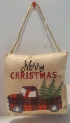Merry Christmas Holiday Pillow Door Ornament, NEW without tags. Never used. - Imagem 1 de 2