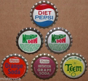 Vintage soda pop bottle caps PEPSI PEPSI COLA Collection of 6 different unused - Picture 1 of 3