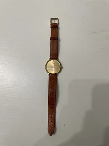 orologio vintage uomo epoca Finitura Oro Cuoio Polso Elegante - Foto 1 di 7