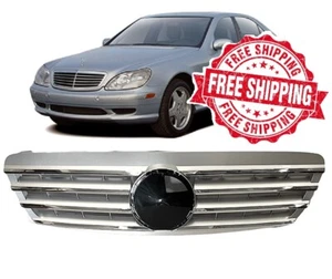 For Mercedes Benz S Class W220 99 02 S430 S500 S55 AMG Grille Silver And Chrome - Bild 1 von 6