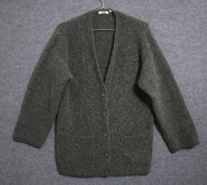 Uniqlo Cardigan Women Small Gray Oversized Warm Alpaca Wool Blend Boucle Knit - Picture 1 of 3