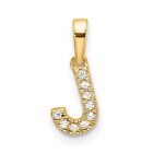 10K Yellow Gold Diamond Letter J Initial With Bail Pendant