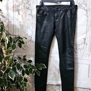 All Saints italienische Lammfell Leder Harrah Pfeife geschmeidig schwarz Skinny Hose 28 - Bild 1 von 12