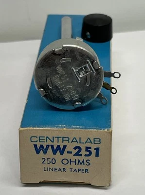 CENTRALAB Electronics WW-251 Cónico Lineal 250 OHM con Pomo 5W Repuesto Nuevo de Lote Antiguo Foto 1 de 4