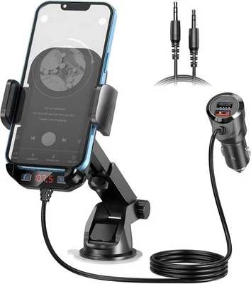 Magift Bluetooth 53 Fm Transmitter Kfz Handyhalter Dual Usb Hifi Bass - Bild 1 von 4