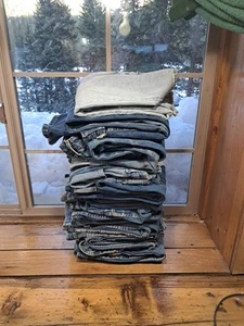 Lot Of 15 Denim Jeans Distressed Ripped Mixed Sizes Brands Most Wranglers K54 - Picture 1 of 8